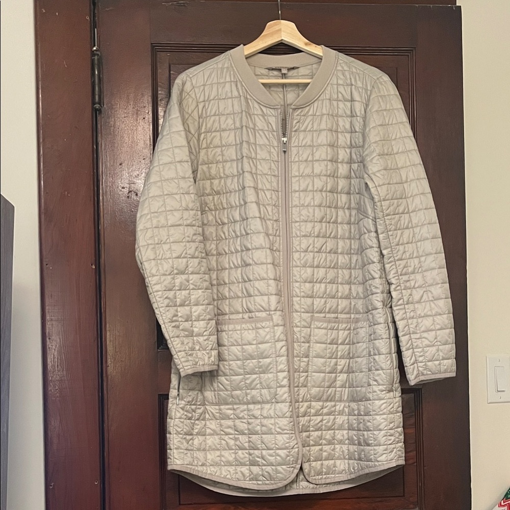 Athleta Quilted Jacket in taupe/khaki